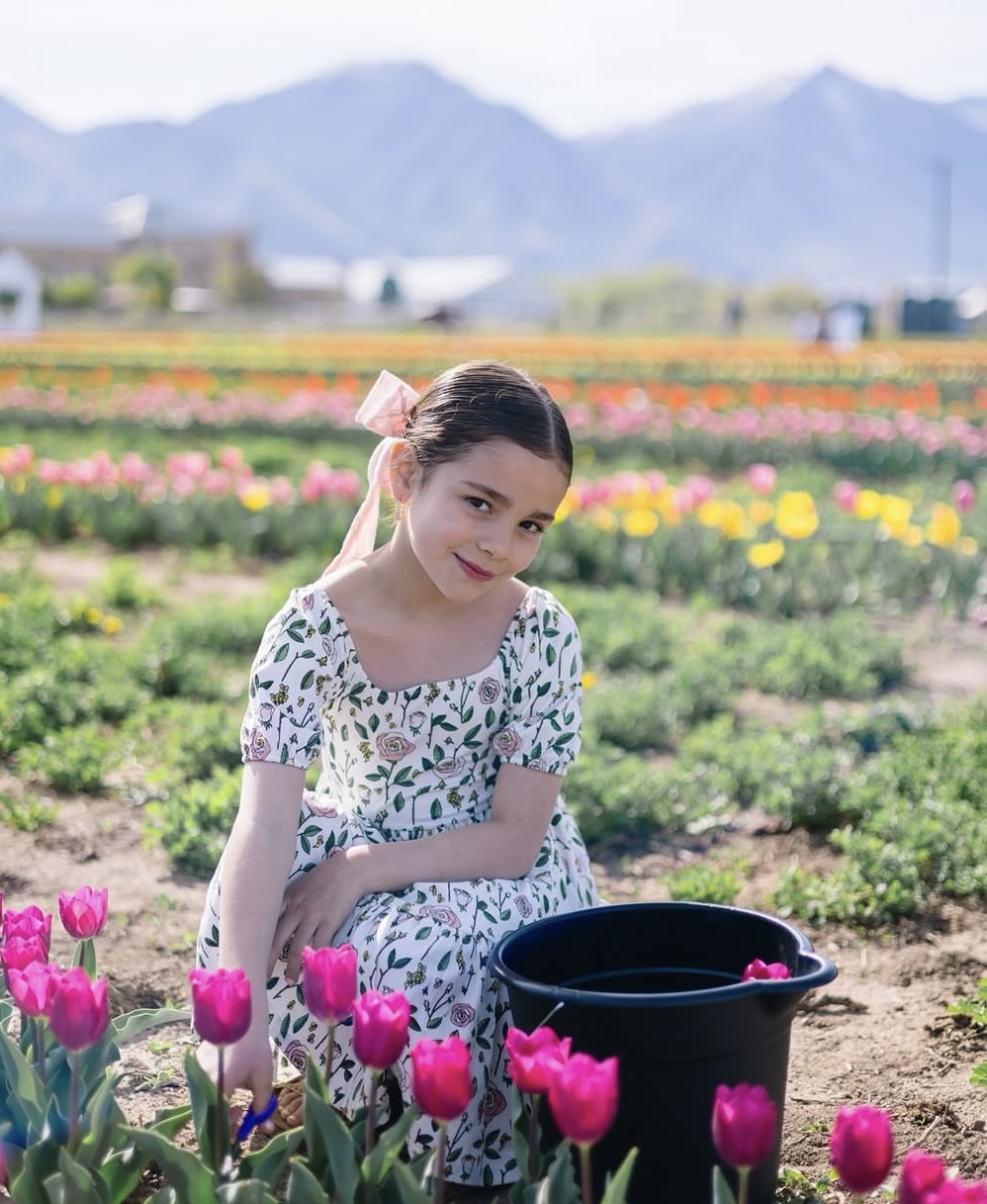 Child at the Utah Tulip Festival at Leland Legacy Farm in Spanish Fork Utah